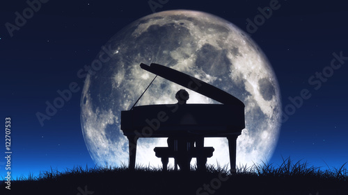 Silhouette of a man playing the piano