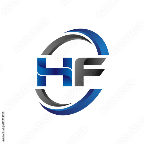 Simple Modern Initial Logo Vector Circle Swoosh hf