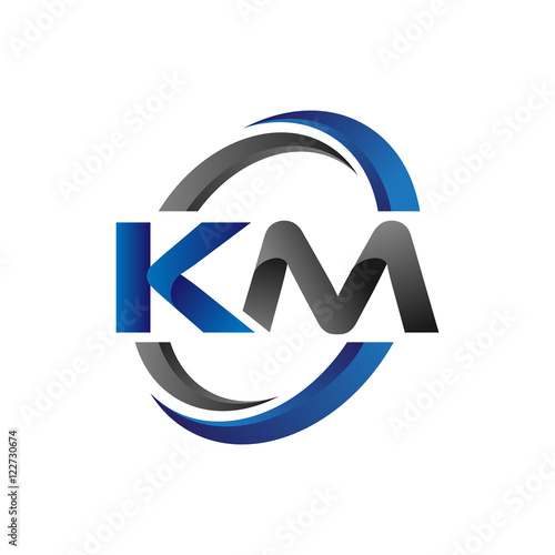 Simple Modern Initial Logo Vector Circle Swoosh km