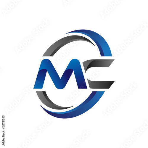 Simple Modern Initial Logo Vector Circle Swoosh mc