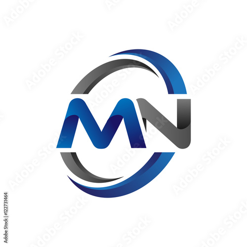 Simple Modern Initial Logo Vector Circle Swoosh mn