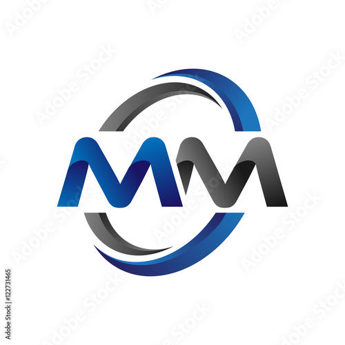 Simple Modern Initial Logo Vector Circle Swoosh mm