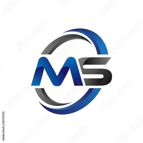 Simple Modern Initial Logo Vector Circle Swoosh ms