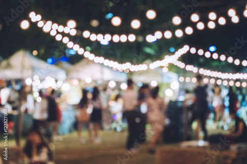 Festival Event Party with Hipster People Blurred Background