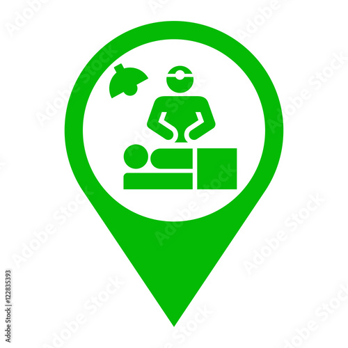 Icono plano localizacion cirujano verde