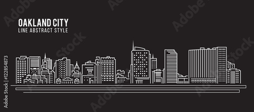 Cityscape Building Line art Vector Illustration design - Oakland city ,California