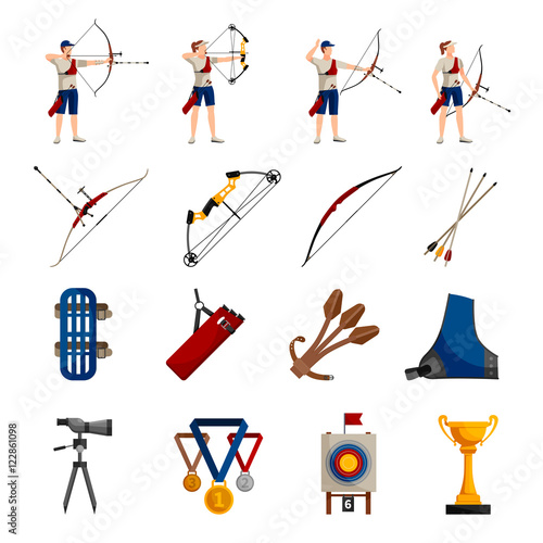 Archery Flat Icons Set