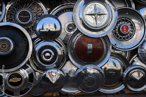 Hanging Car Hubcaps