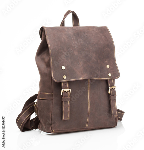 leather men casual backpack