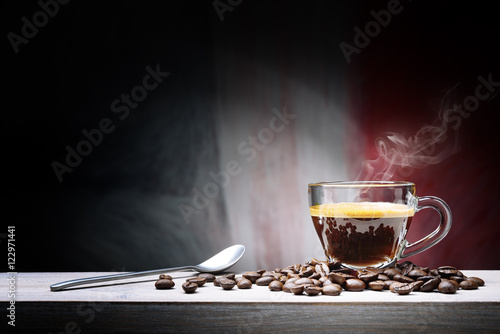 Espresso coffee In glass cup