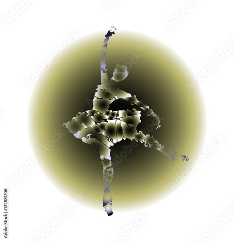 humanoid of dancer silhouette on abstract background