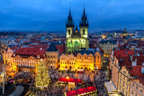 Old Town Square in Prague at Christmas time.