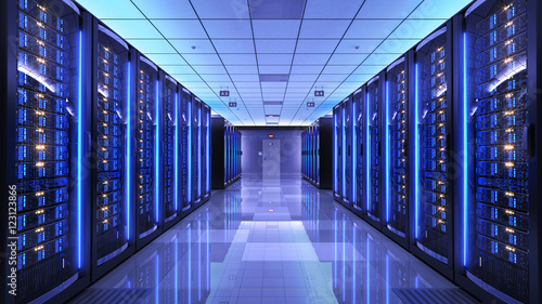 Server racks in server room data center