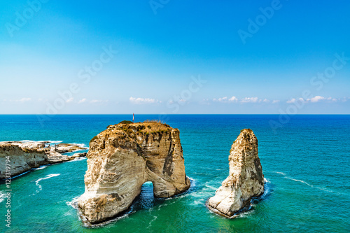 Pigeon Rocks in Raouche, Beirut, Lebanon.