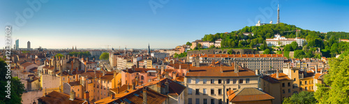 Panorama of Lyon in a summer day
