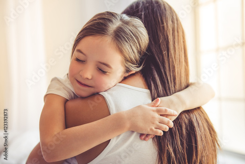 Mother and daughter at home