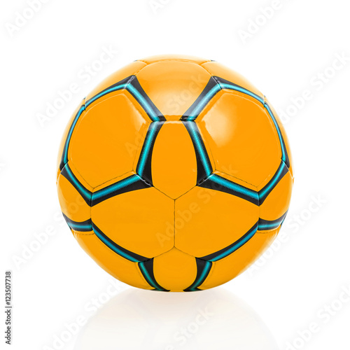 Orange soccer ball isolated on white background.