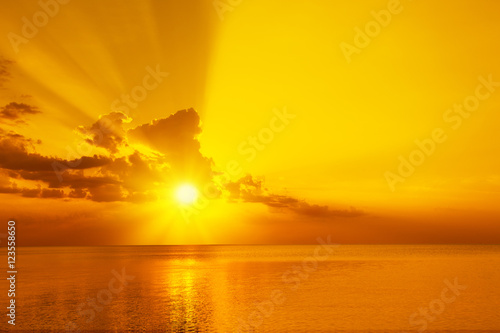 Magic golden sunset over sea