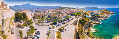 Panorama view to historic Calvi city, Corsica, France, Europe