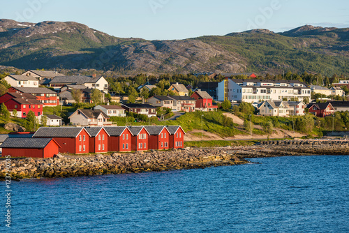Red houses on the bay of Alta, Norway