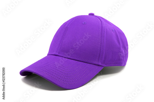 Closeup of the fashion purple cap isolated on white background.