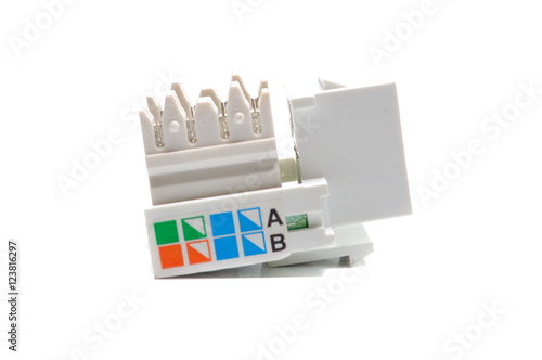 Modular jack or keystone jack isolated on white background