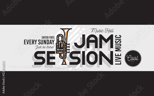 Jam Session Minimalistic Cool Line Art Event Music Website Cover