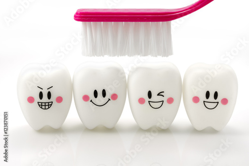 Toys teeth in a smiling mood isolated on white background with clipping path
