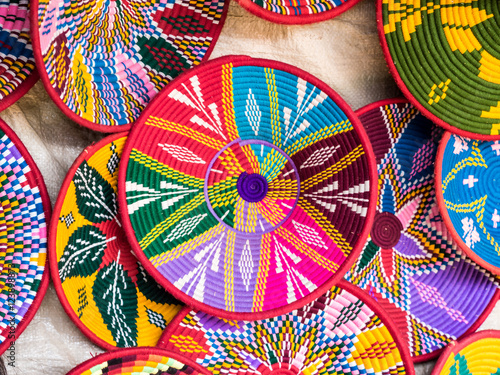 Ethiopian handmade Habesha baskets sold in Axum, Ethiopia.