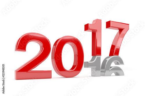 Silvester, Sylvester, Neujahr 2017 in rot auf das vergangenes Jahr 2016