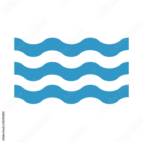 Abstract waves of water flat icon. Blue. Raster illustration