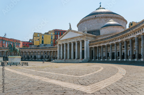 Naples (Campania, Italia) - Characteristic places of the biggest city of south Italy during the summer. Here Piazza del Plebiscito