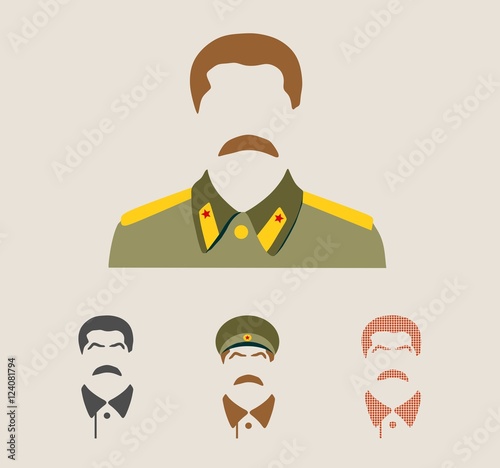 Collection of the vector portraits of Joseph Stalin. Soviet Union leader.