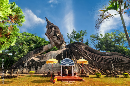 Amazing view of mythology and religious statues at Wat Xieng Khuan Buddha park. Vientiane, Laos
