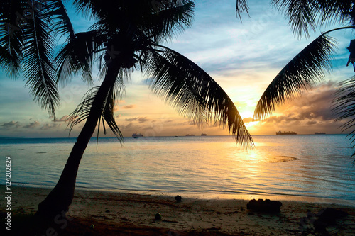  Beautiful sunset on the island of Saipan. A great vacation on the island of Saipan.