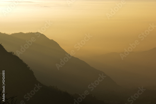Morning view of mountain range , at Bromo-Tengger-Semeru National Park, East Java, Indonesia
