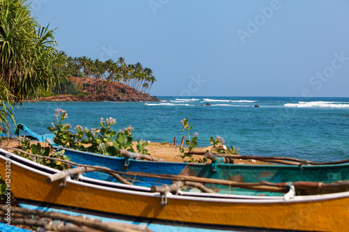 Fishing boats by the Indian Ocean, Mirissa, Sri Lanka