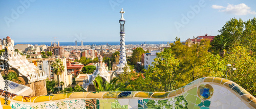 Park Guell autorstwa architekta Antoni Gaudi, Barcelona, ​​Hiszpania