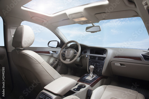 Car dashboard and sky