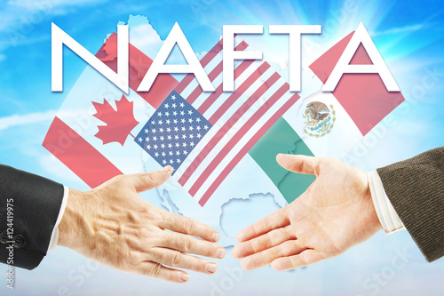 Concept of NAFTA. United States Canada Mexico trading association