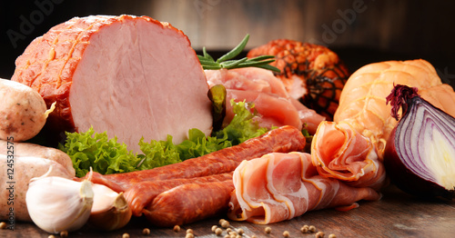 Meat products including ham and sausages