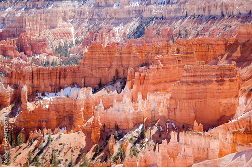 Hoodoos, snow, forest, Sunrise Point, Bryce Canyon