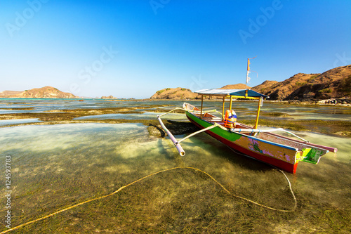 indonesian colorful hand maded boat at lombok island