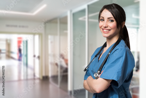 Smiling young nurse in a hospital