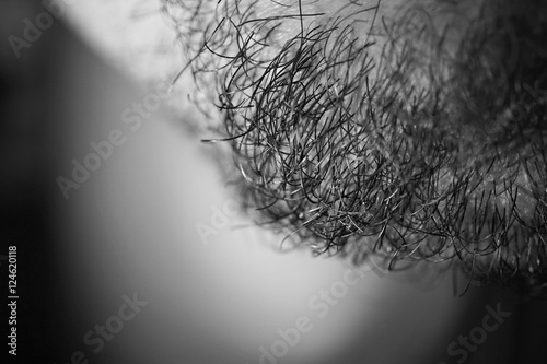 Macro detail of a young man's facial hair