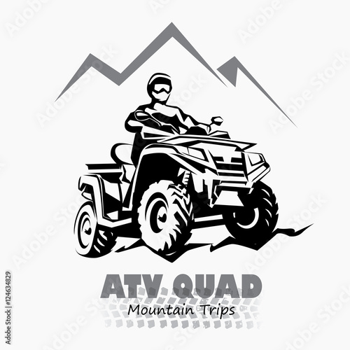 atv, quad bike stylized silhouette vector symbol, design element