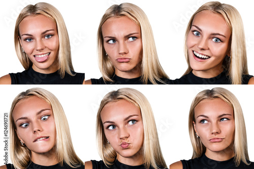 Young funny woman showing grimace