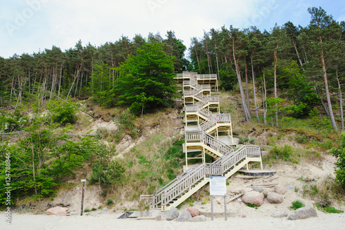Wooden stairs on beach