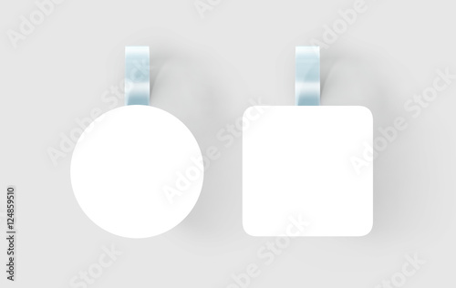 Blank white wobbler hanging on wall mock up, clipping path