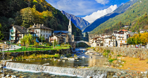 Picturesque Alpine village Lillianes in Valle d'Aosta, North Ita